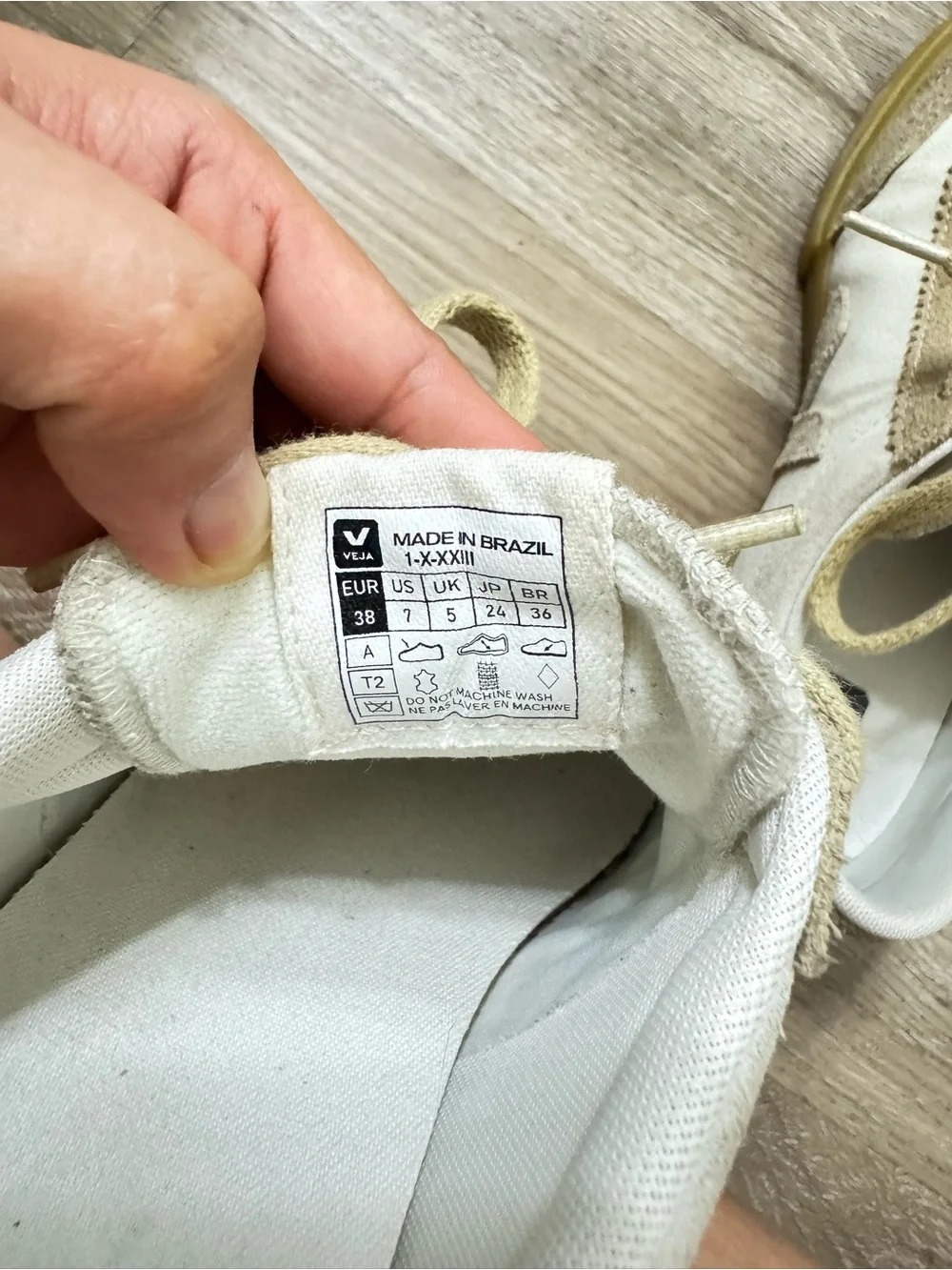 Veja White & Beige Suede Low-Top Sneakers with Gum Sole